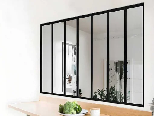 Glazen Binnenraam In Aluminium Met Poedercoating - 210 X 130 Cm - Zwart - Bayview