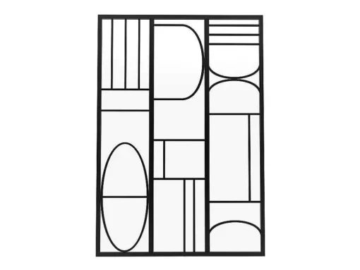 Glazen Binnenraam Van Gepoederlakt Aluminium In Art-Decostijl 90 X 130 Cm Zwart Coubarta