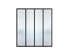 Glazen Designbinnenraam Van Gepoederlakt Aluminium En Gehard Textuurglas 120 X 105 Cm Zwart Vietra