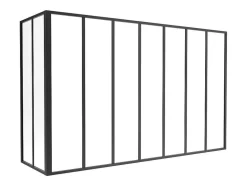 Glazen Hoekbinnenraam In Industriele Stijl In Gepoederlakt Aluminium L210 X L60 X H130 Zwart Bayview