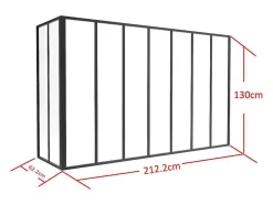 Glazen Hoekbinnenraam In Industriele Stijl In Gepoederlakt Aluminium L210 X L60 X H130 Zwart Bayview