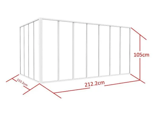 Glazen Hoekbinnenraam In Industriele Stijl In Gepoederlakt Aluminium L210 X L120 X H105 Wit Bayview