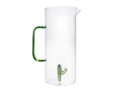 Glazen Karaf Met Cactus - Transparant En Groen - O14,5 X H24 Cm - Olata