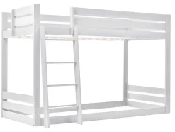 Grenen Stapelbed Met Plank En Glijbaan + Lattenbodem - 90X200Cm - Wit