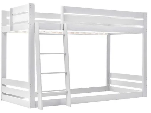 Grenen Stapelbed Met Plank En Glijbaan + Lattenbodem - 90X200Cm - Wit