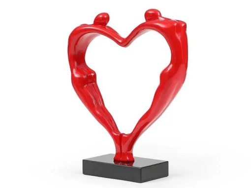 Groot Hartvormig Standbeeld Van Hars B49 X H55 Cm Rood Lovina