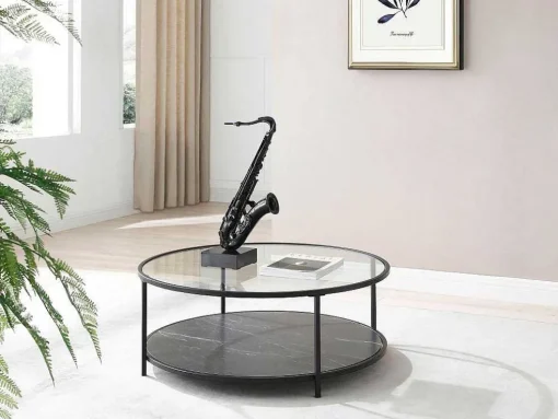 Groot Saxofoonstandbeeld Van Hars L29 X B16 X H62 Cm Zwart Musania