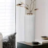 Grote Geemailleerde Metalen Vaas - D. 19 X H. 50 Cm - Grijs En Goud - Goriat
