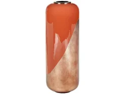 Grote Geemailleerde Metalen Vaas - D. 30 X H. 82 Cm - Terracotta En Koperblad - Perlin