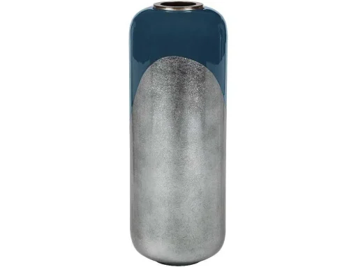 Grote Geemailleerde Metalen Vaas - D. 30 X H. 82 Cm - Zwart Met Bladzilver - Perlin
