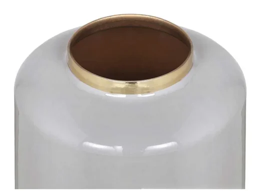 Grote Geemailleerde Metalen Vaas - D. 19 X H. 50 Cm - Grijs En Goud - Goriat