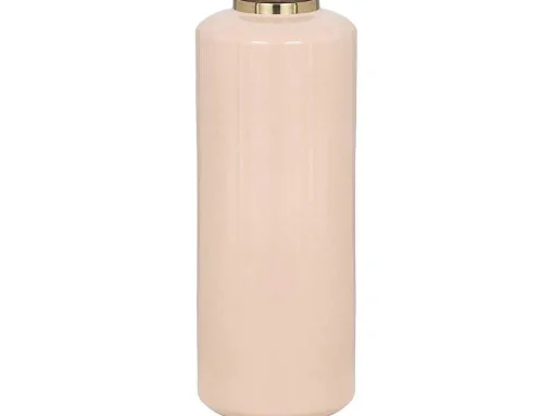 Grote Geemailleerde Metalen Vaas - D. 19 X H. 50 Cm - Beige En Goud - Goriat