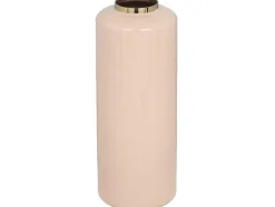 Grote Geemailleerde Metalen Vaas - D. 19 X H. 50 Cm - Beige En Goud - Goriat