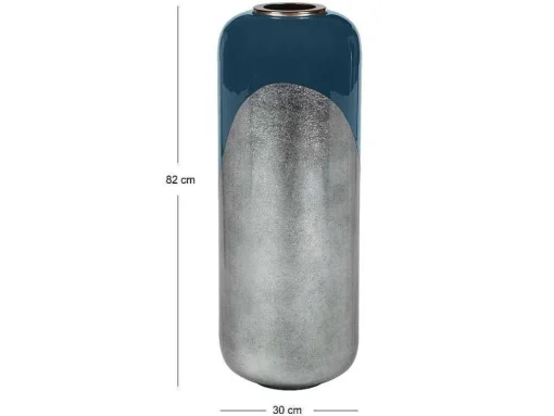 Grote Geemailleerde Metalen Vaas - D. 30 X H. 82 Cm - Zwart Met Bladzilver - Perlin