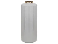 Grote Geemailleerde Metalen Vaas - D. 19 X H. 50 Cm - Grijs En Goud - Goriat