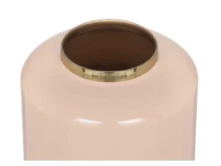 Grote Geemailleerde Metalen Vaas - D. 19 X H. 50 Cm - Beige En Goud - Goriat