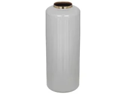 Grote Geemailleerde Metalen Vaas - D. 19 X H. 50 Cm - Grijs En Goud - Goriat