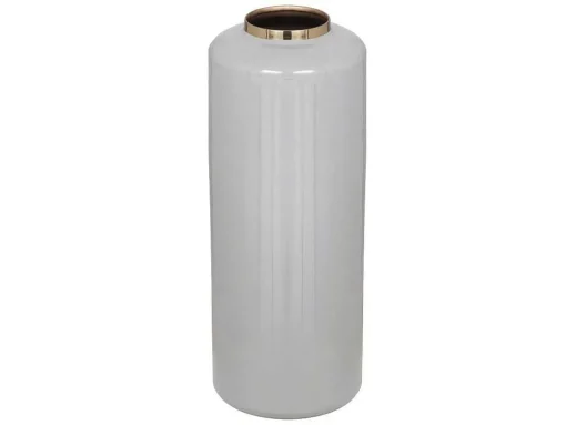 Grote Geemailleerde Metalen Vaas - D. 19 X H. 50 Cm - Grijs En Goud - Goriat