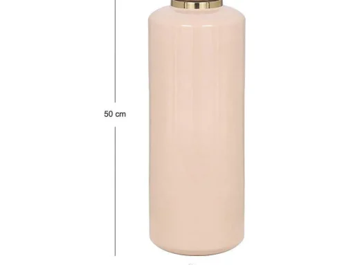 Grote Geemailleerde Metalen Vaas - D. 19 X H. 50 Cm - Beige En Goud - Goriat