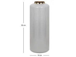 Grote Geemailleerde Metalen Vaas - D. 19 X H. 50 Cm - Grijs En Goud - Goriat