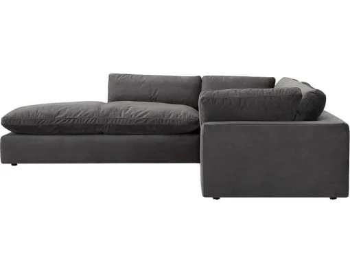 Grote Hoekbank Met Hoek Links Van Antracietgrijs Velours Amaury
