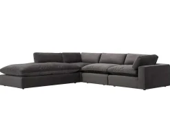 Grote Hoekbank Met Hoek Links Van Antracietgrijs Velours Amaury