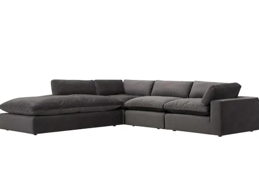 Grote Hoekbank Met Hoek Links Van Antracietgrijs Velours Amaury