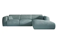 Grote Hoekbank Met Hoek Rechts Van Blauwe Stof Met Textuur Pogni Van Maison Cephy