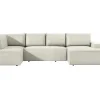 Grote Omkeerbare Hoekbank Van Beige Ribfluweel Amelia