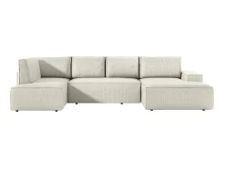 Grote Omkeerbare Hoekbank Van Beige Ribfluweel Amelia