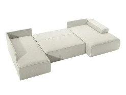 Grote Omkeerbare Hoekbank Van Beige Ribfluweel Amelia