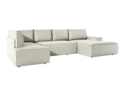 Grote Omkeerbare Hoekbank Van Beige Ribfluweel Amelia