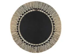 Grote Ronde Spiegel Van Mendong-Stro Chokwe - D80 Cm - Naturel