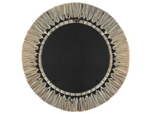 Grote Ronde Spiegel Van Mendong-Stro Chokwe - D80 Cm - Naturel