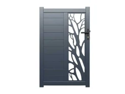 Halfopengewerkte Aluminium Draaipoort Met Motief B100 X H164 Cm Antraciet Labrit Ii