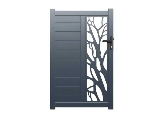 Halfopengewerkte Aluminium Draaipoort Met Motief B100 X H164 Cm Antraciet Labrit Ii