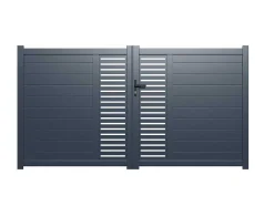 Halfopengewerkte Aluminium Draaipoort Met Motief B350 X H179 Cm Antraciet Orist Ii