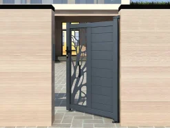Halfopengewerkte Aluminium Draaipoort Met Motief B100 X H164 Cm Antraciet Labrit Ii