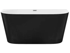 Halfvrijstaand Bad - 200 Liter - 149,5 X 75 X 58 Cm - Glanzend Zwart - Acryl - Divina