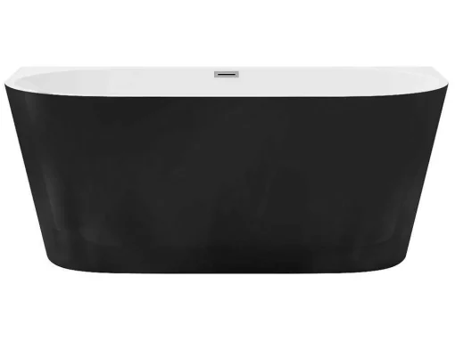 Halfvrijstaand Bad - 175 Liter - 130 X 71,5 X 58 Cm - Glanzend Zwart - Acryl - Divina