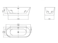 Halfvrijstaand Bad Divina -200L - 150X75X58Cm - Wit