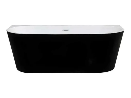 Halfvrijstaand Bad Divina -245L - 170 X 75 X 58Cm - Glanzend Zwart - Acryl - Divina