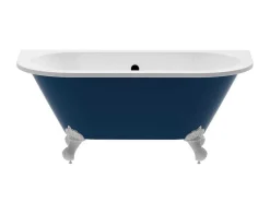 Halfvrijstaand Retro Acrylbad Op Adelaarspoten Blauw (Glanzend) 154 Liter 150 X 74 X 61 Cm Bolisa