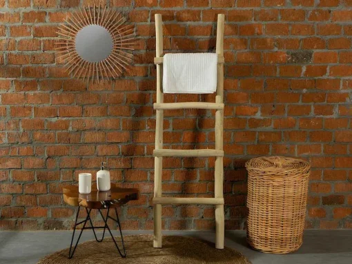 Handdoekenrek Ladder Van Massief Teakhout - Naturelkleur - Fodna