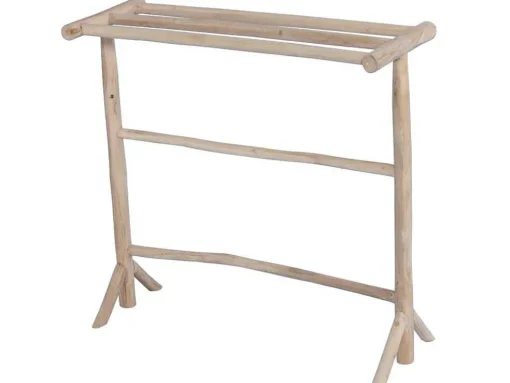 Handdoekhouder Op Poten Van Massief Teakhout - L80 Cm X D29 Cm X H75 Cm - Fodna