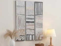 Handgeschilderd Abstract Acrylschilderij - L 75 Cm X H 100 Cm - Grenen Spieraam - Meerkleurig - Ludza