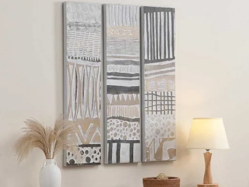 Handgeschilderd Abstract Acrylschilderij - L 75 Cm X H 100 Cm - Grenen Spieraam - Meerkleurig - Ludza