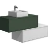 Hangend Badkamermeubel Groen En Wit Met Enkele Wastafel En Twee Laden - 94 Cm - Teana Ii