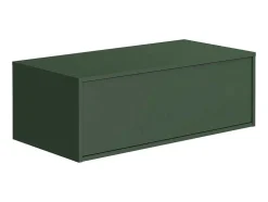 Hangend Badkamermeubel Groen En Wit Met Enkele Wastafel En Twee Laden - 94 Cm - Teana Ii