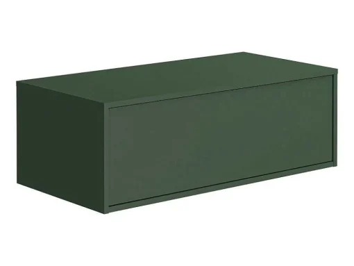 Hangend Badkamermeubel Groen En Wit Met Enkele Wastafel En Twee Laden - 94 Cm - Teana Ii